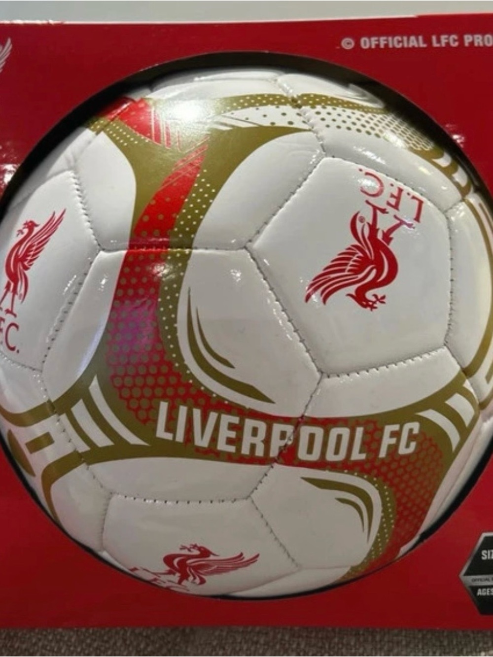 New in box - Liverpool White & Gold Soccer Ball - Official Club Design - Size 5